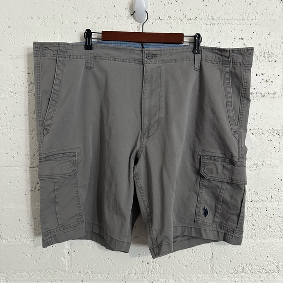 US Polo Assn Mens Shorts W46 Gray Cargo Stretch Cotton Blend AH12 - Picture 1 of 6
